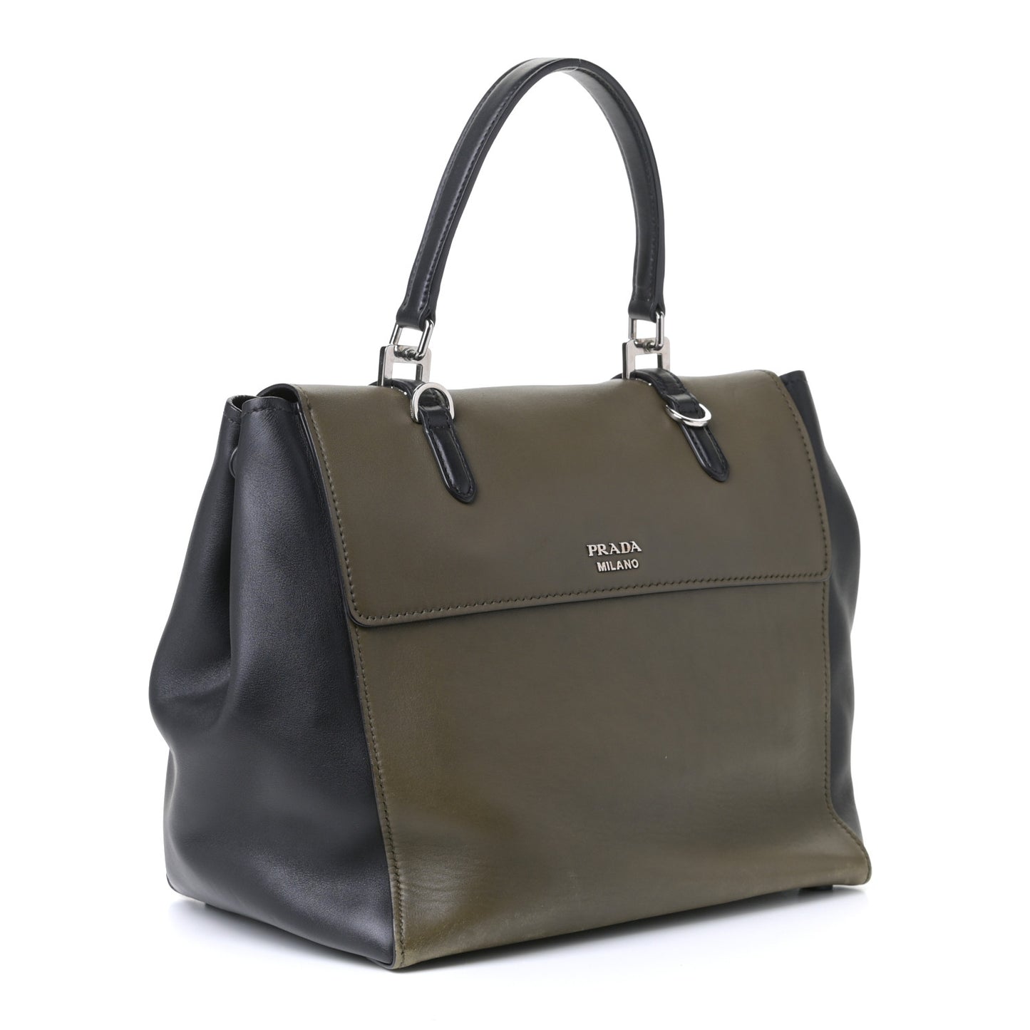 City Calfskin Convertible Top Handle Tote Militare Green Black