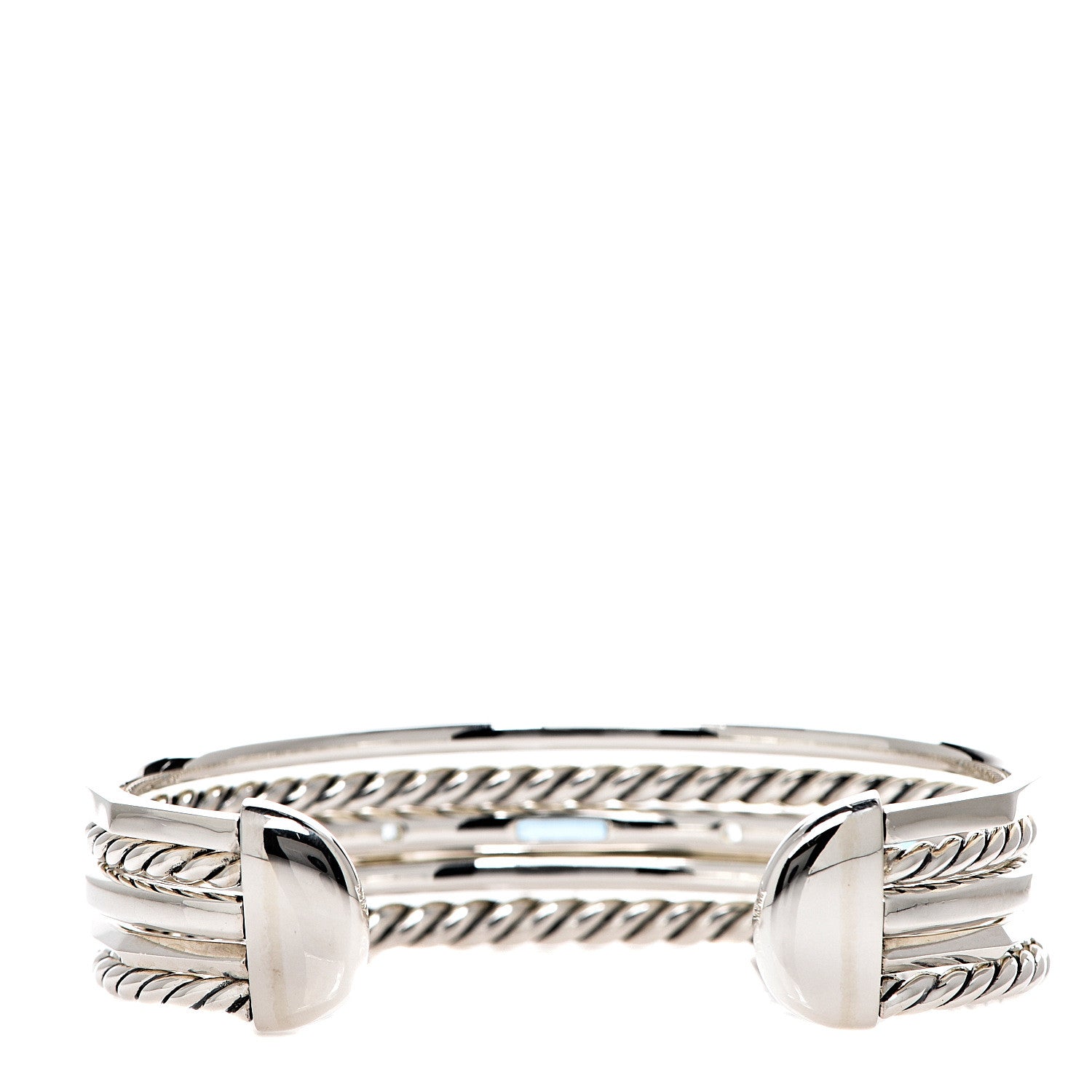 David Yurman Sterling Silver Diamond Hampton Blue Topaz 16.5mm Stax Color Cuff Bracelet 2 of 4