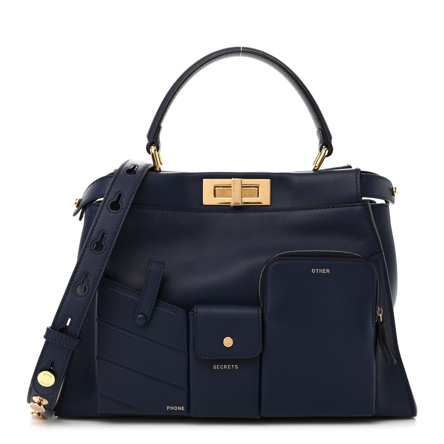 Vitello Seta Shiny Nappa Medium 3 Pocket Peekaboo Iconic Satchel Blueberry