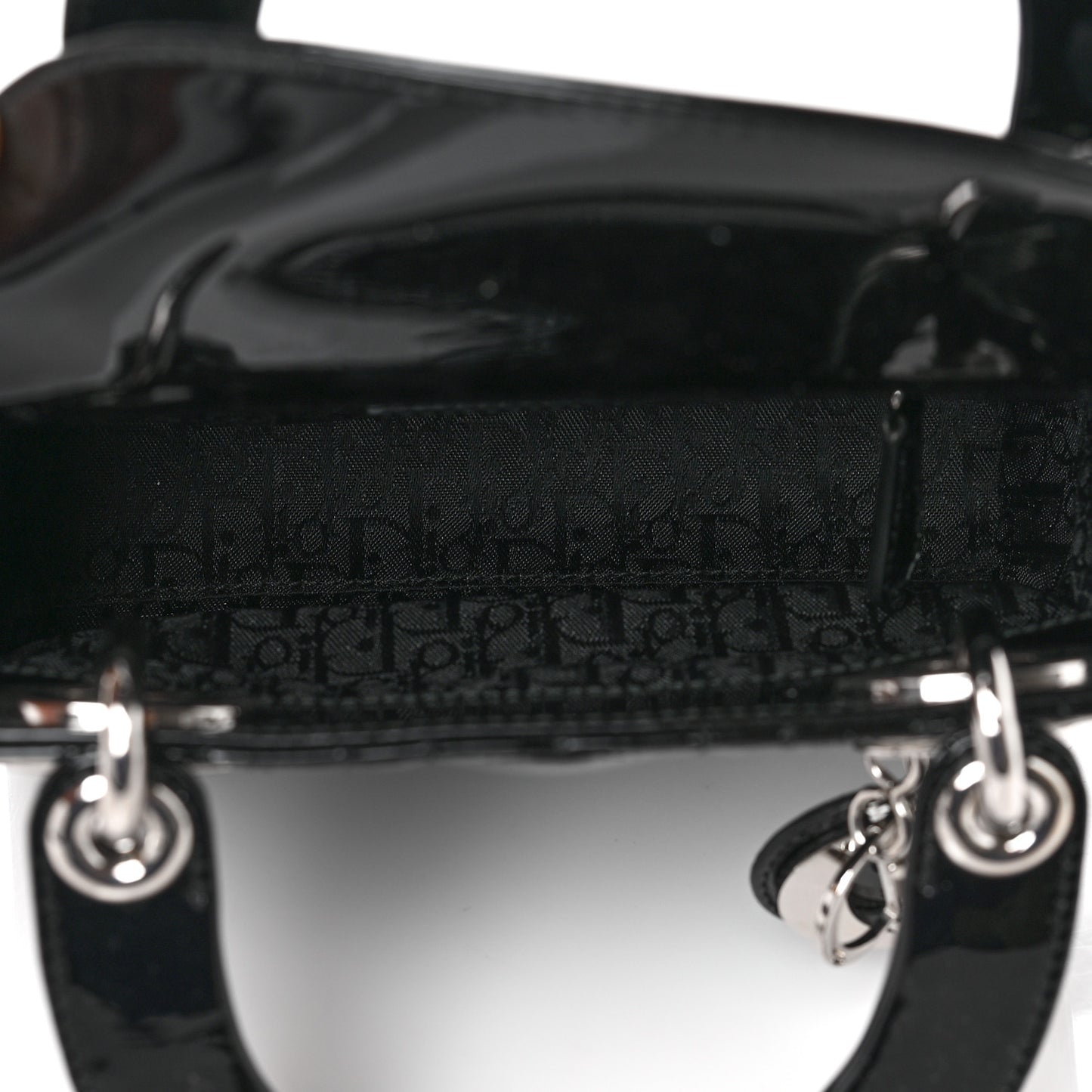 Patent Cannage Mini Lady Dior Black
