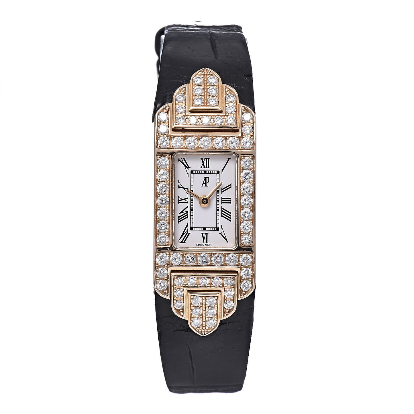 18K Rose Gold Crocodile Diamond 14.5mm Charleston Quartz Watch 67028OR.Z Z.A002XX.0 1