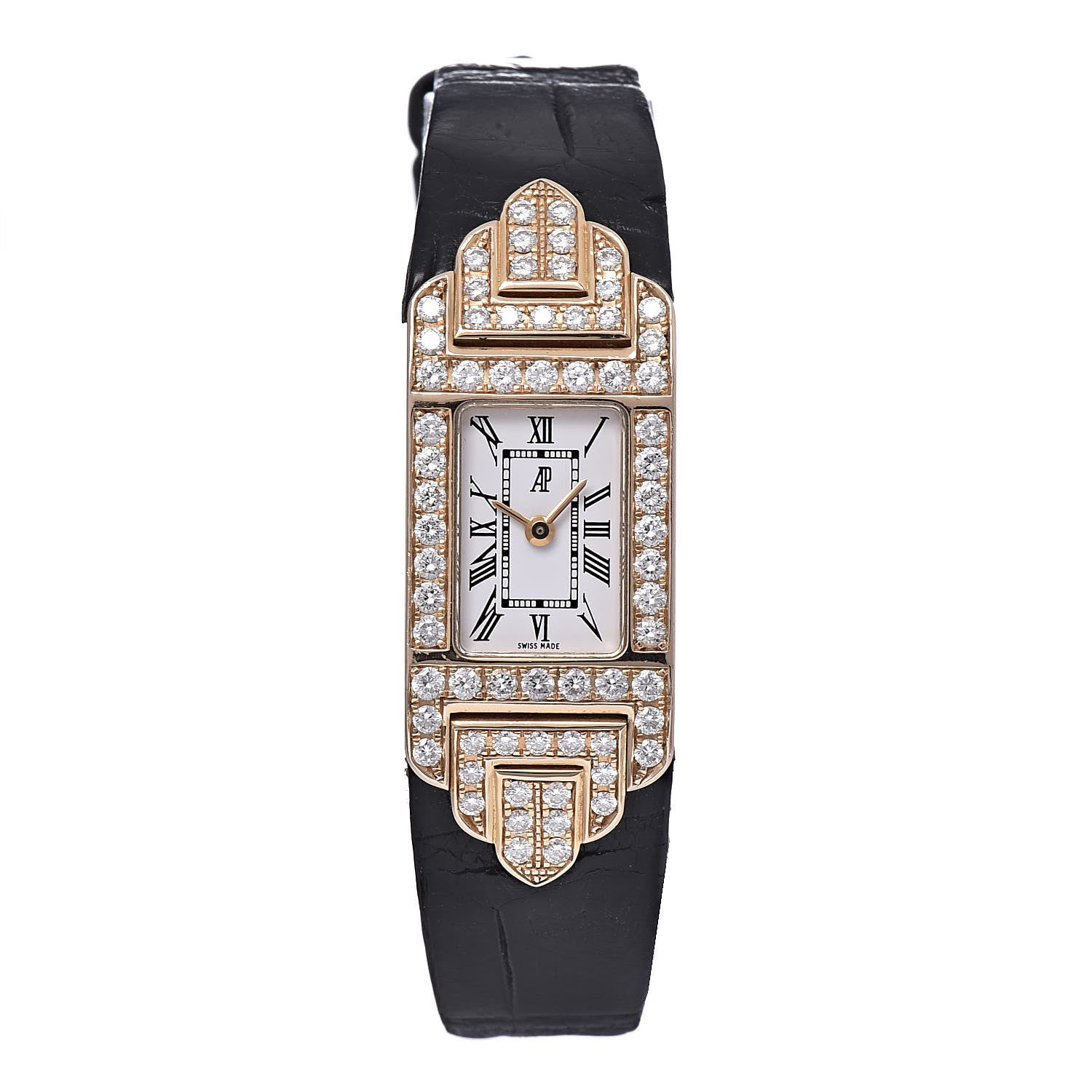 Audemars Piguet 18K Rose Gold Crocodile Diamond 14.5mm Charleston Quartz Watch 67028OR.Z Z.A002XX.0 1 1 of 8