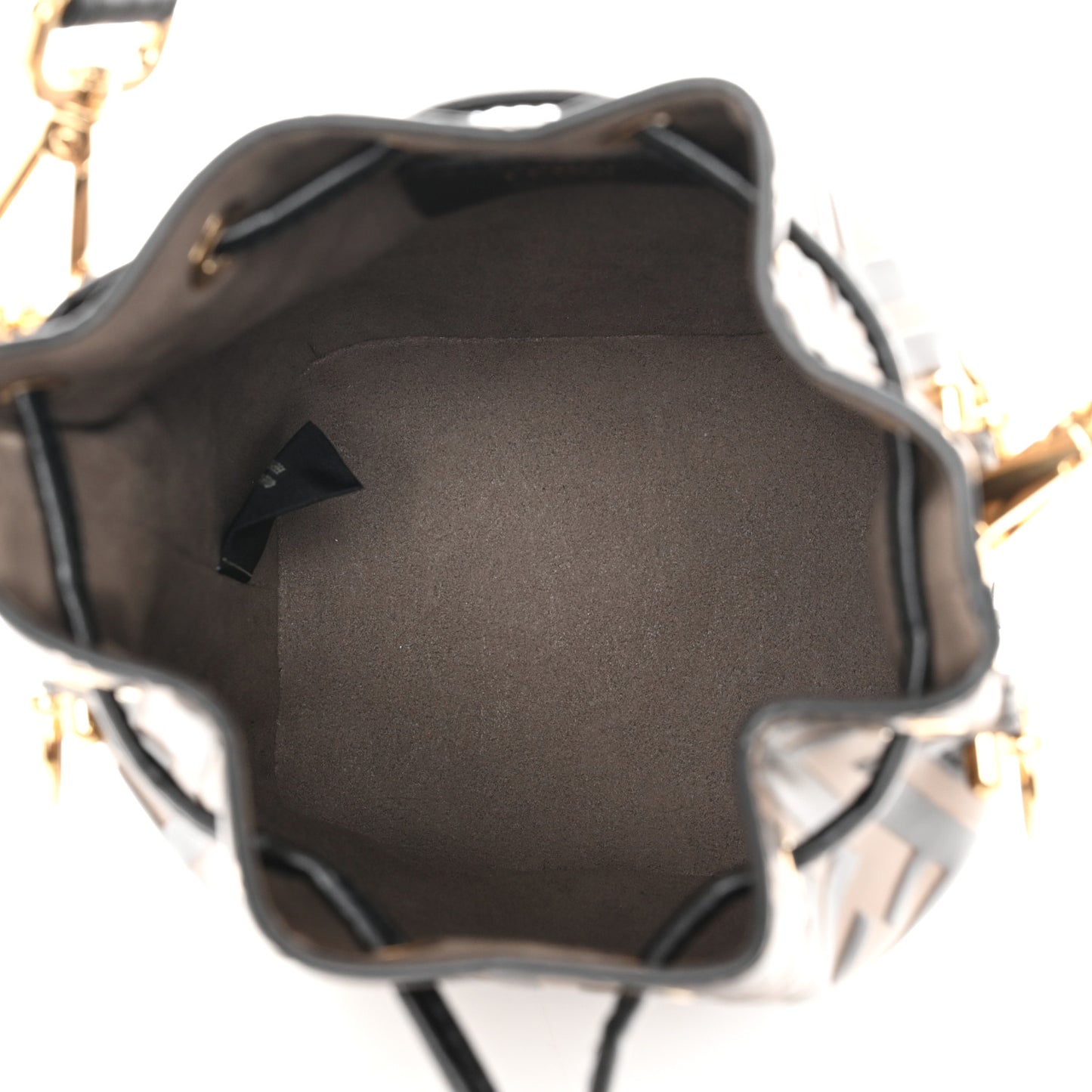 Vitello Liberty F is Fendi Bi-Color FF 1974 Embossed Mini Mon Tresor Bucket Bag Maya Black