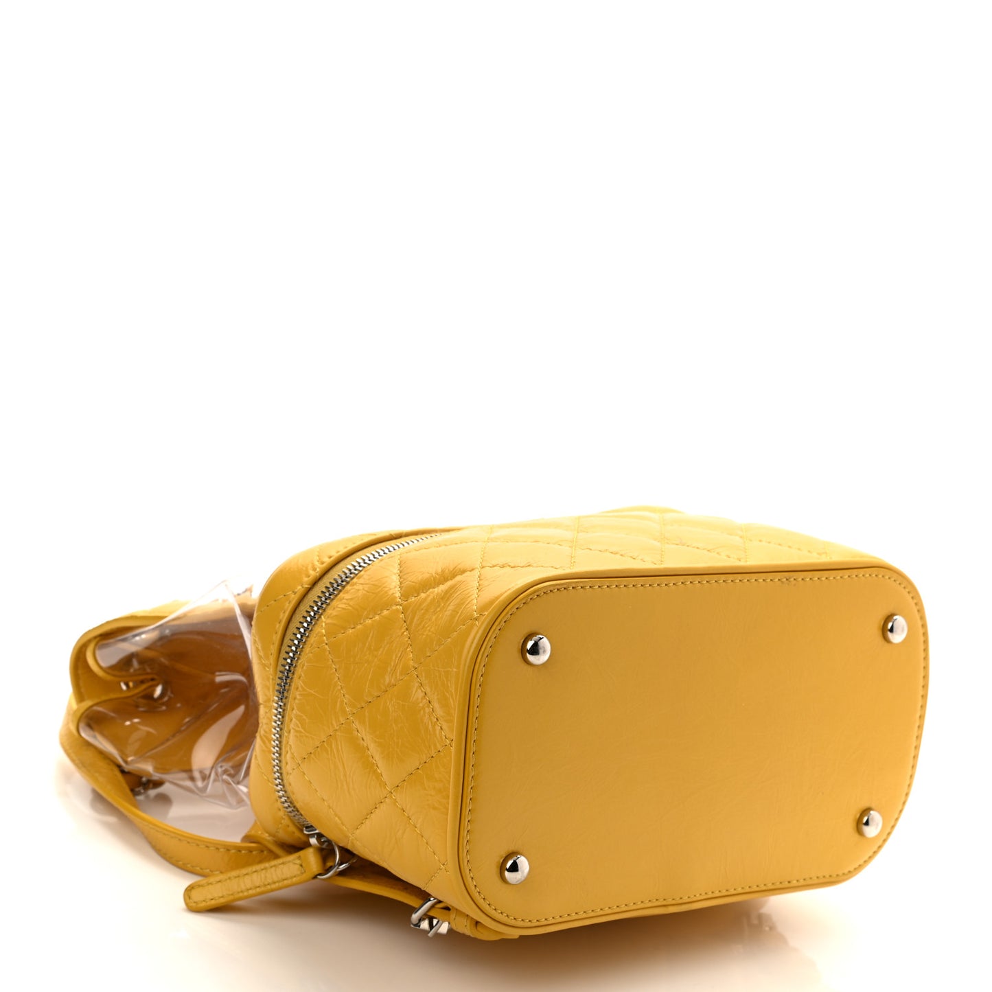 Crumpled Calfskin PVC Quilted Backpack Yellow