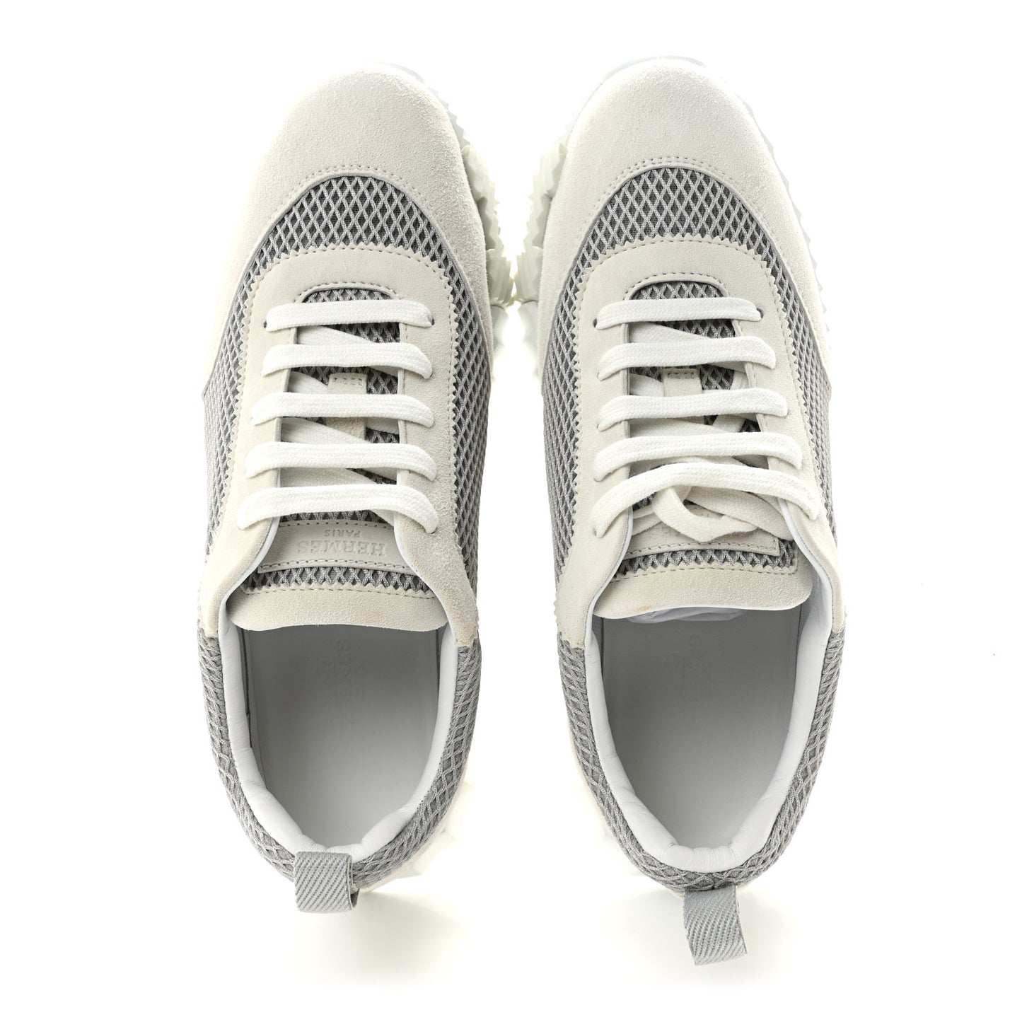 Air Mesh Suede Goatskin Bouncing Sneakers 39 Gris Lulea White