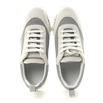 Hermes Air Mesh Suede Goatskin Bouncing Sneakers 39 Gris Lulea White 2 of 10