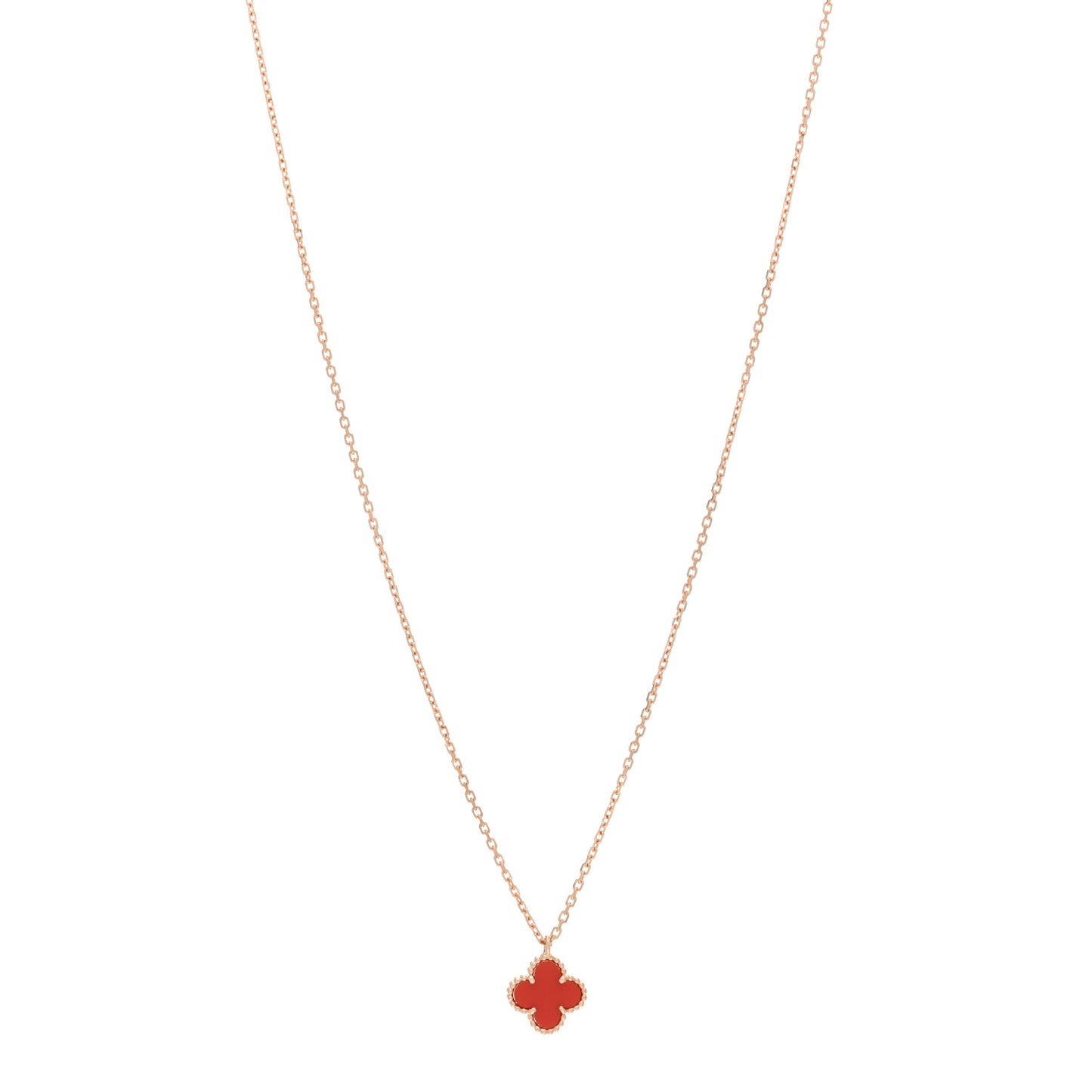 18K Rose Gold Carnelian Sweet Alhambra Pendant Necklace