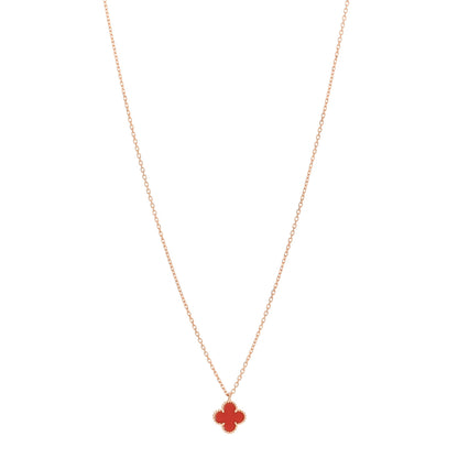 Van Cleef & Arpels 18K Rose Gold Carnelian Sweet Alhambra Pendant Necklace 1 of 5