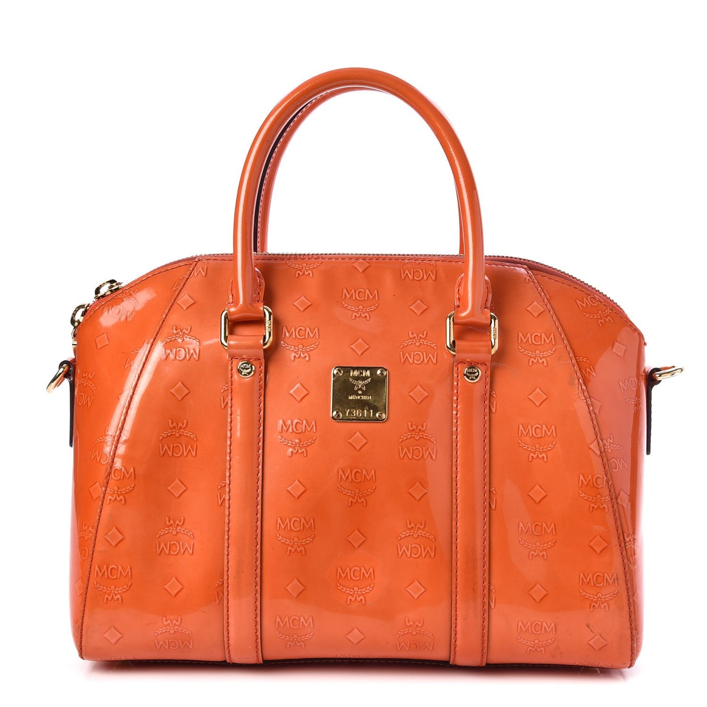 Monogram Patent Zip Top Tote Orange