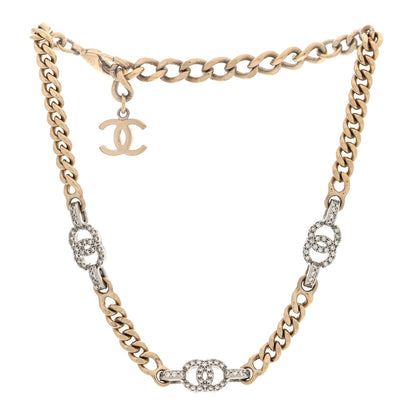 Chanel Crystal CC Chain Links Choker Necklace Gold 3 of 4