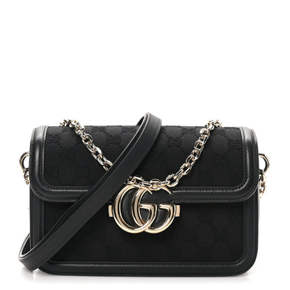 Gucci Crepe Wool Silk GG Monogram Go Small Shoulder Bag Black 1 of 10