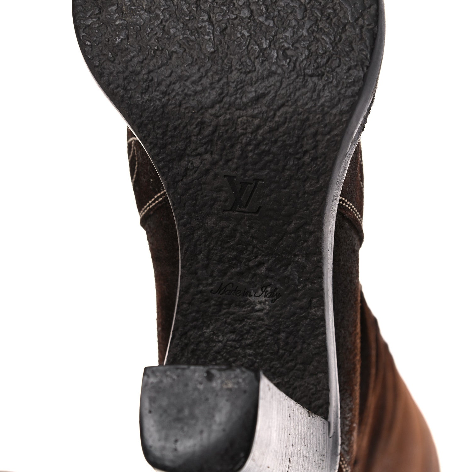 Louis Vuitton Suede Cowboy Knee High Tall Boots 36.5 Brown 6 of 19