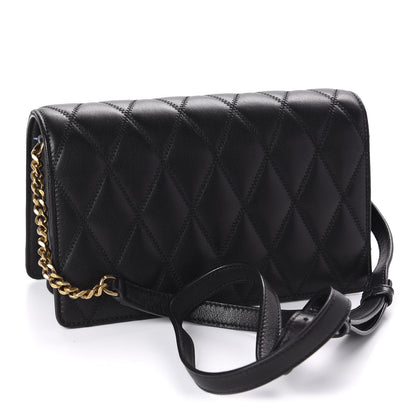 Saint Laurent Lambskin Diamond Quilted Monogram Angie Chain Bag Black 3 of 11