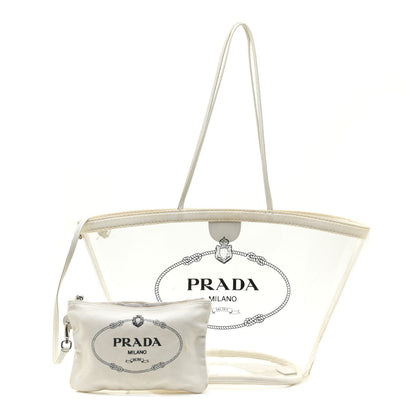 Prada Plexiglass Calfskin Small Shopper Tote White 1 of 9