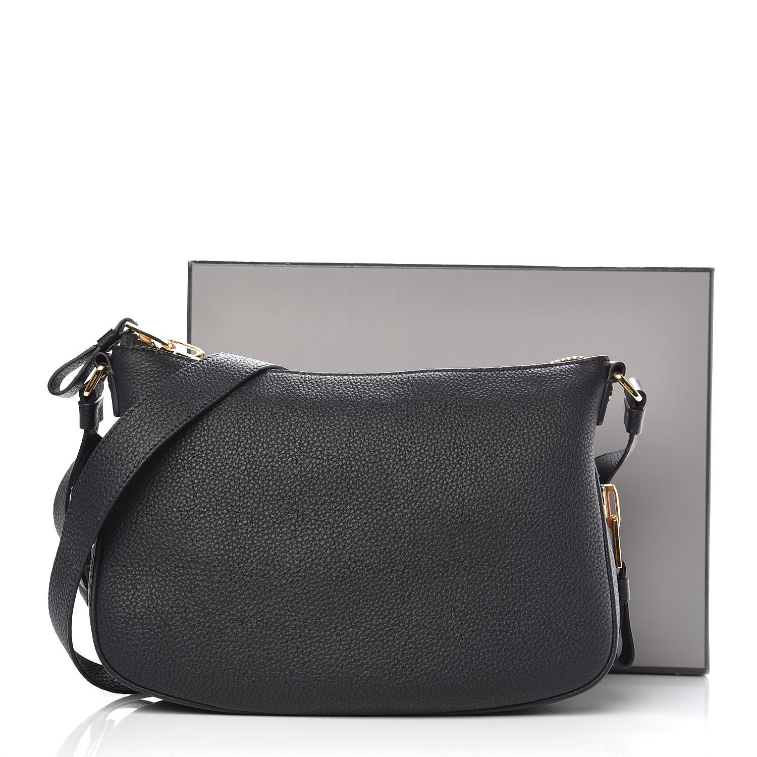 Tom Ford Pebbled Calfskin Medium Jennifer Simple Zip Black 9 of 9