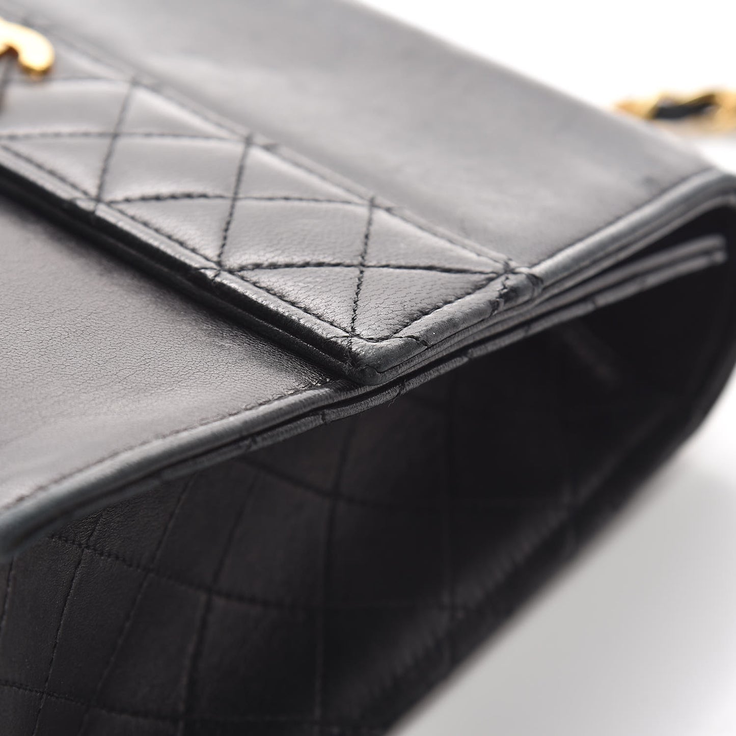 Lambskin Quilted Shoulder Flap Bag Black