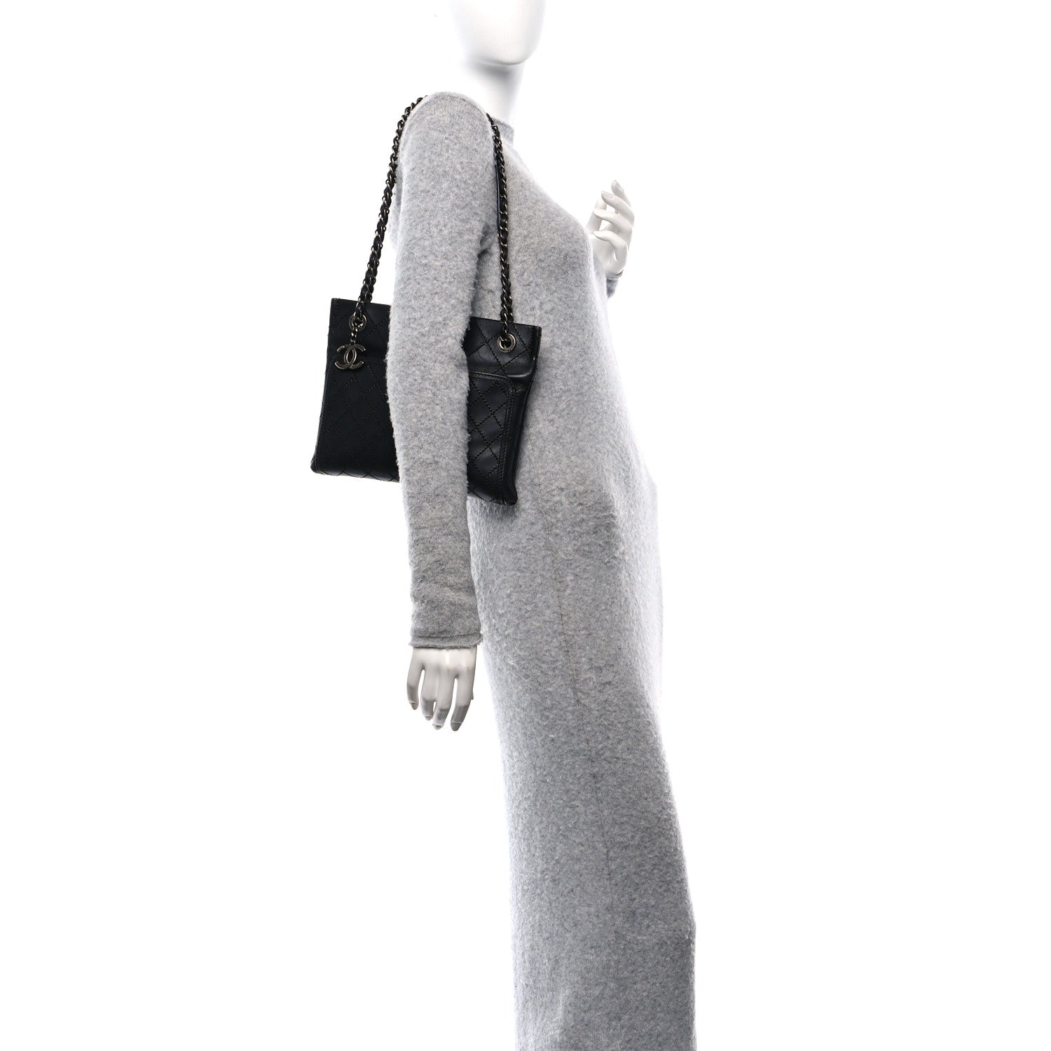 Chanel Calfskin Wild Stitch Small Shopping Tote Black 2 of 10