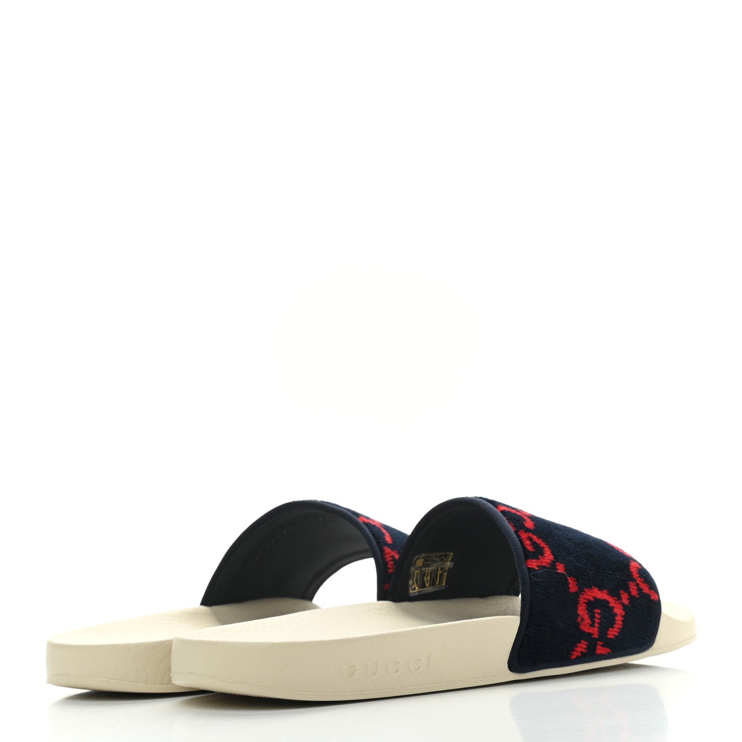 Gucci Terry Cloth GG Monogram Slide Sandals 41 Blue Red 4 of 9