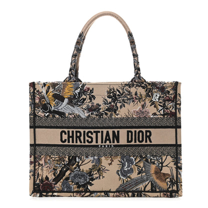 Christian Dior Canvas Embroidered Jardin D'Hiver Medium Book Tote Beige Multicolor 1 of 8