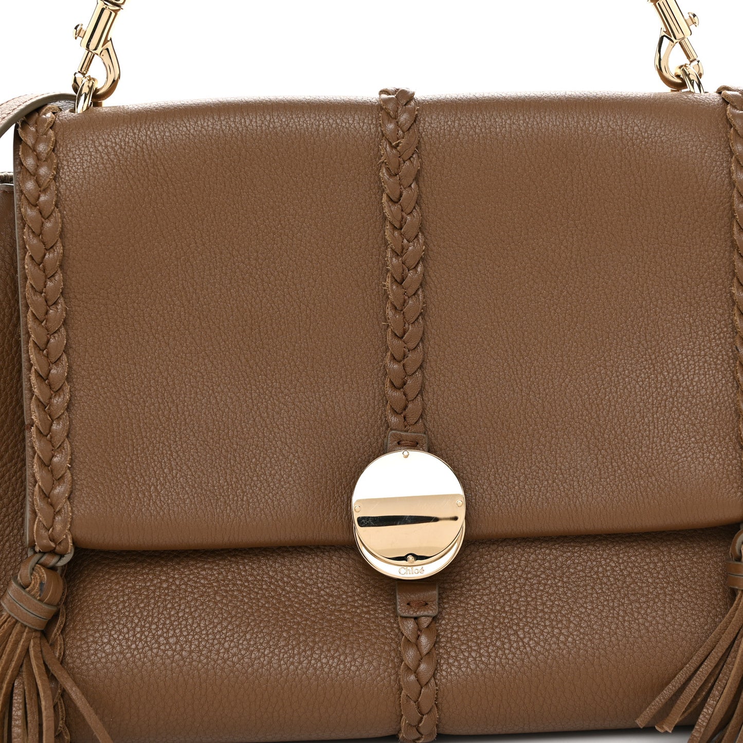 Grained Calfskin Medium Penelope Shoulder Bag Nut