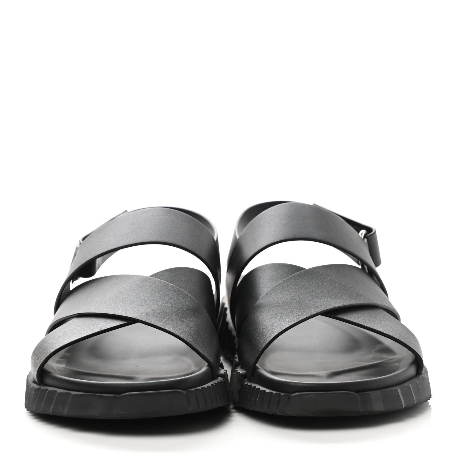 Hermes Calfskin Goatskin Mens Electric Sandals 41 Black 2 of 9