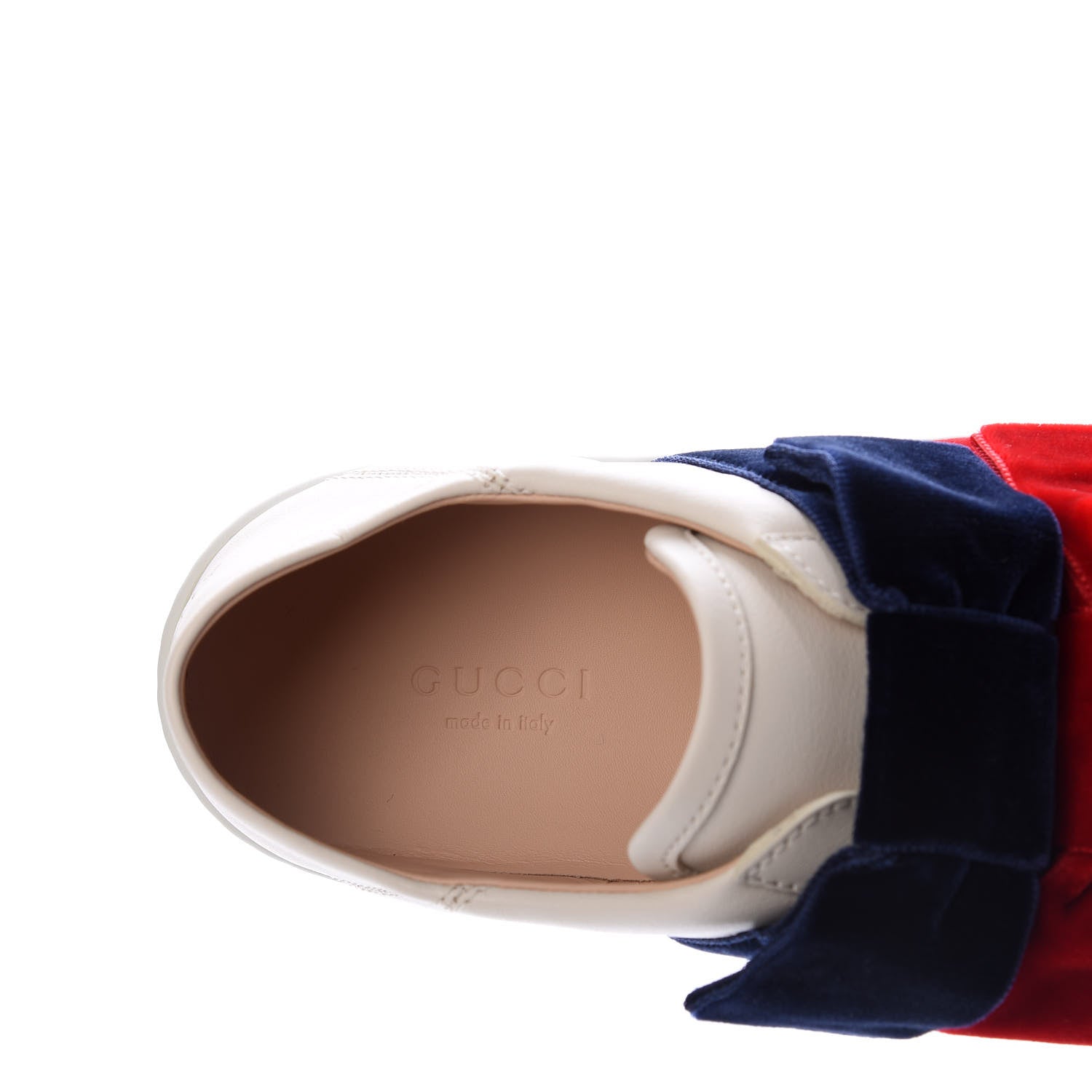 Gucci Calfskin Velvet Womens Bow Ace Sneakers 37 White 8 of 10