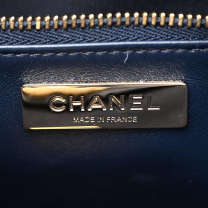 Chanel Shiny Crumpled Calfskin Quilted Mini 31 Shopping Bag Navy Blue 6 of 9