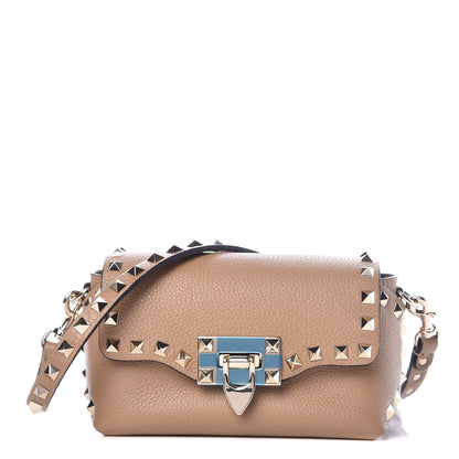 Valentino Garavani Pebbled Calfskin Mini Rockstud Crossbody Bag Deep Alpaca 1 of 7