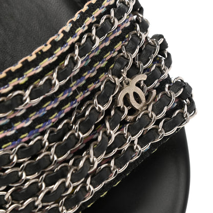 Chanel Tweed Lambskin Chain Flat Sandals 35 Black Multicolor 13 of 14