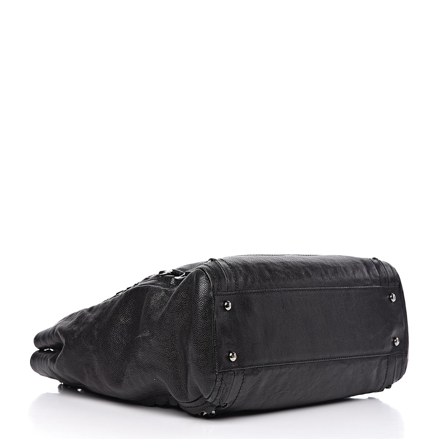 Glazed Caviar Modern Chain Tote Black