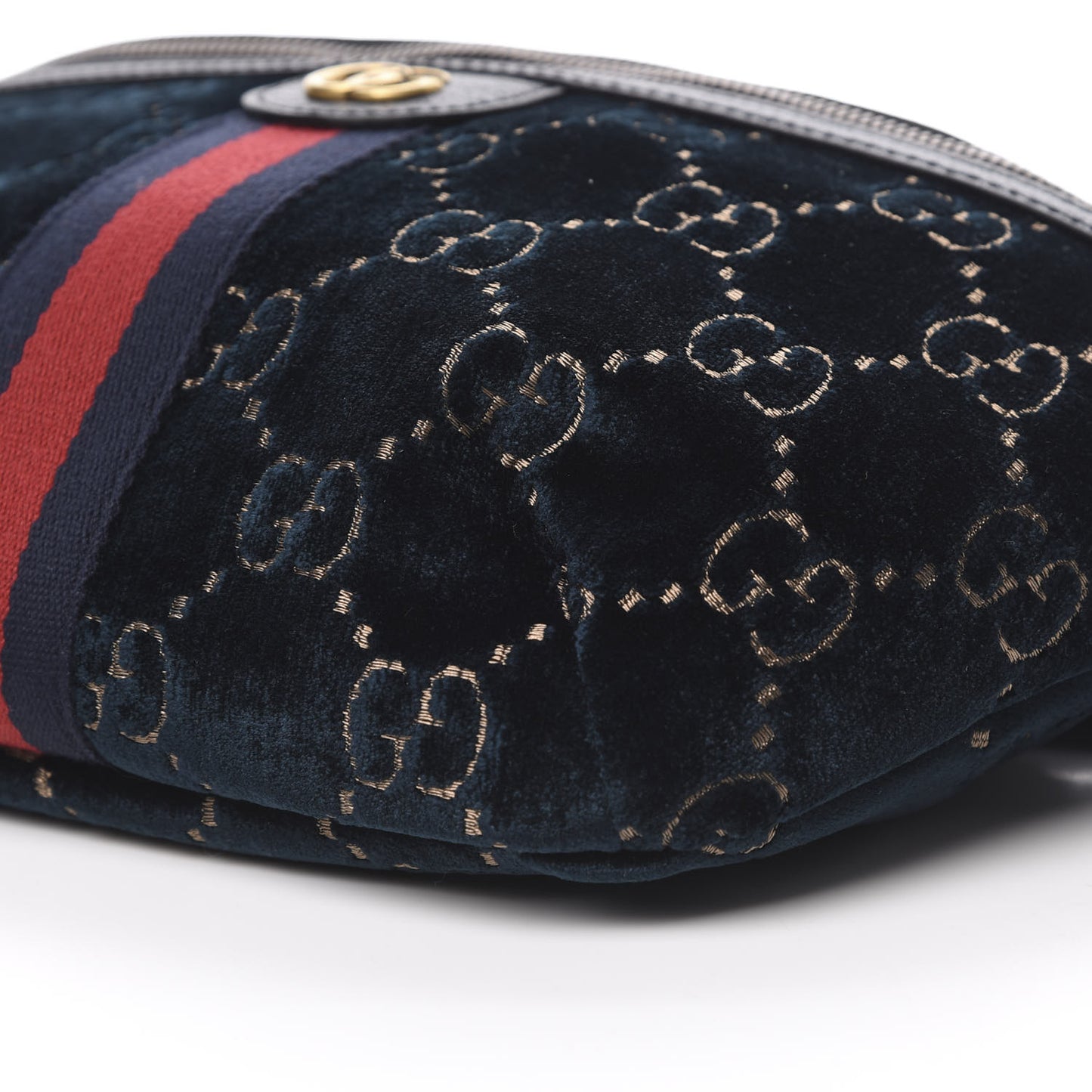 Velvet GG Monogram Web Belt Bag Blue Beige