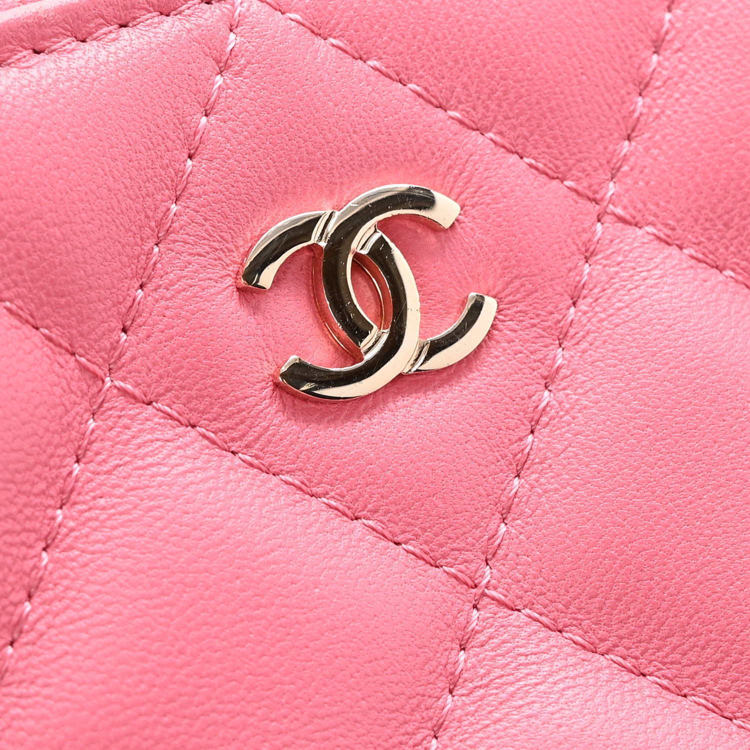 Chanel Lambskin Quilted Charms Large Cosmetic Case  Dark Pink 11 of 11