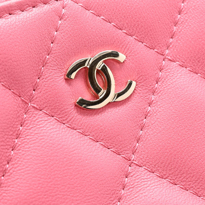 Chanel Lambskin Quilted Charms Large Cosmetic Case  Dark Pink 11 of 11