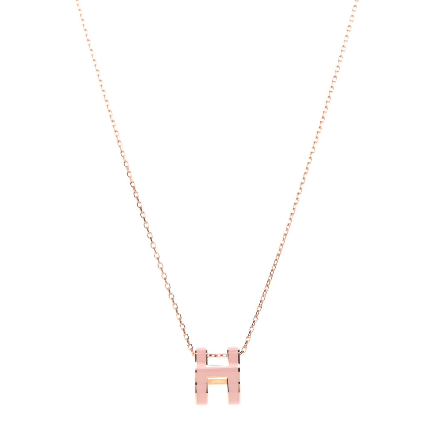 Lacquered Rose Gold Pop H Pendant Necklace Rose Dragee