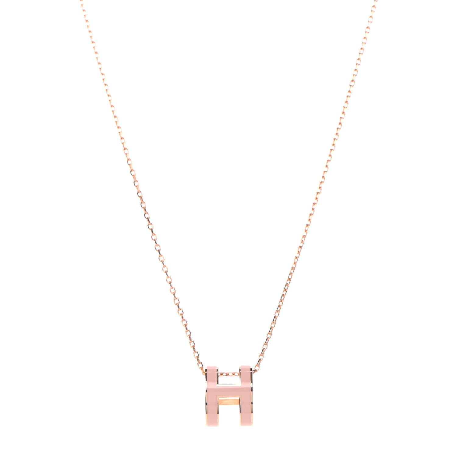Hermes Lacquered Rose Gold Pop H Pendant Necklace Rose Dragee 1 of 5