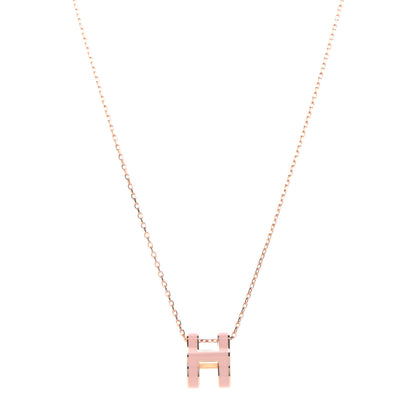 Hermes Lacquered Rose Gold Pop H Pendant Necklace Rose Dragee 1 of 5