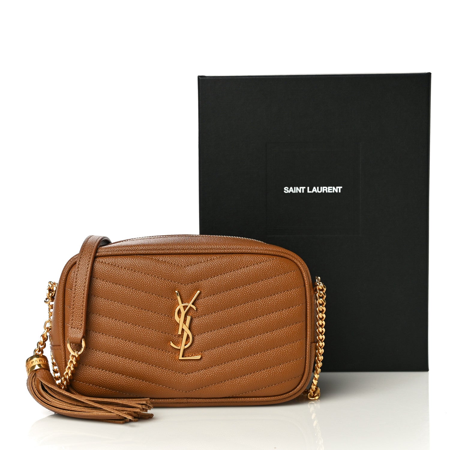 Saint Laurent Grain De Poudre Matelasse Monogram Mini Lou Camera Bag Dark Natural 11 of 11