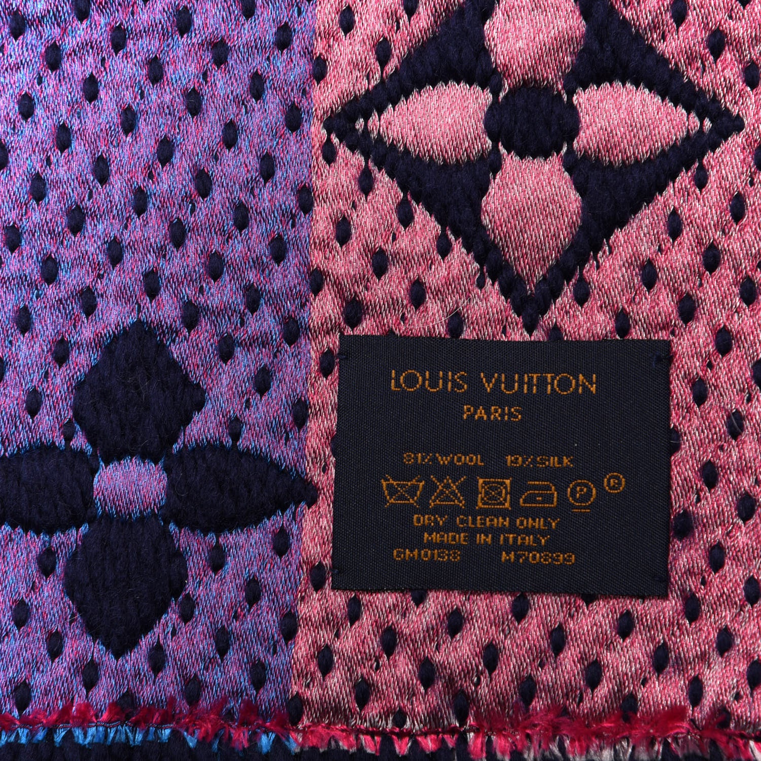 Louis Vuitton Wool Silk Rainbow Logomania Scarf Navy 4 of 4