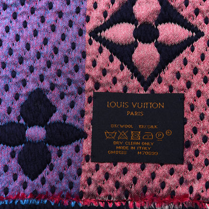 Louis Vuitton Wool Silk Rainbow Logomania Scarf Navy 4 of 4