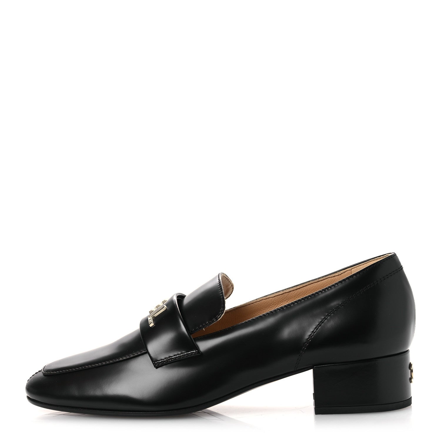 Chanel Shiny Calfskin Logo Loafers 40 Black 1 of 11