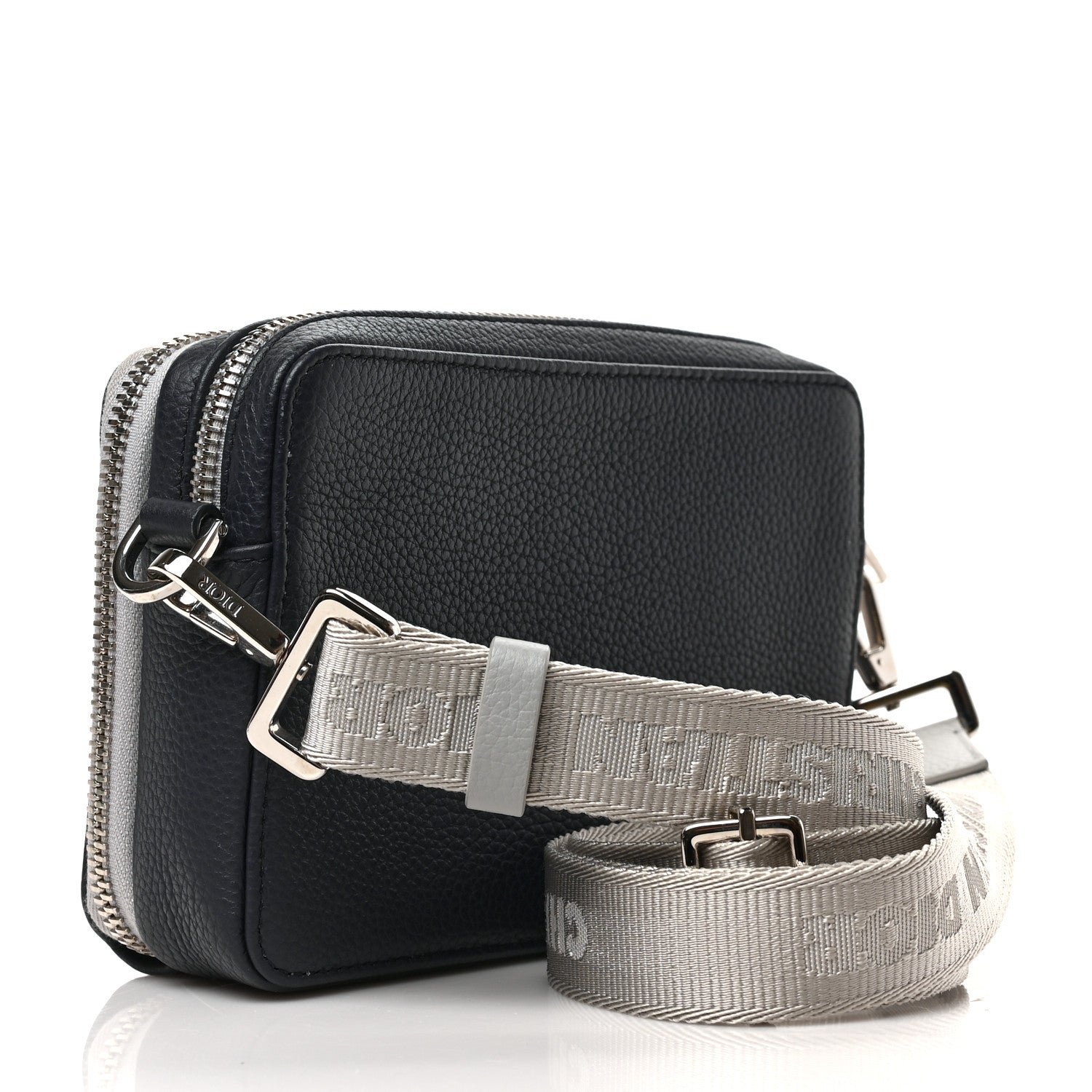 Christian Dior Calfskin Double Zip Crossbody Blue Grey 3 of 8
