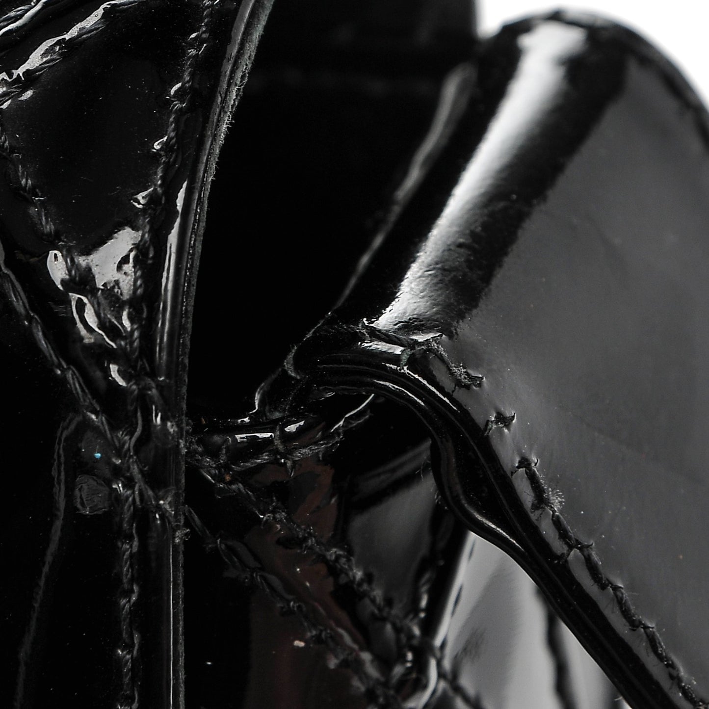 Patent Stitched Shoulder Flap Bag Black