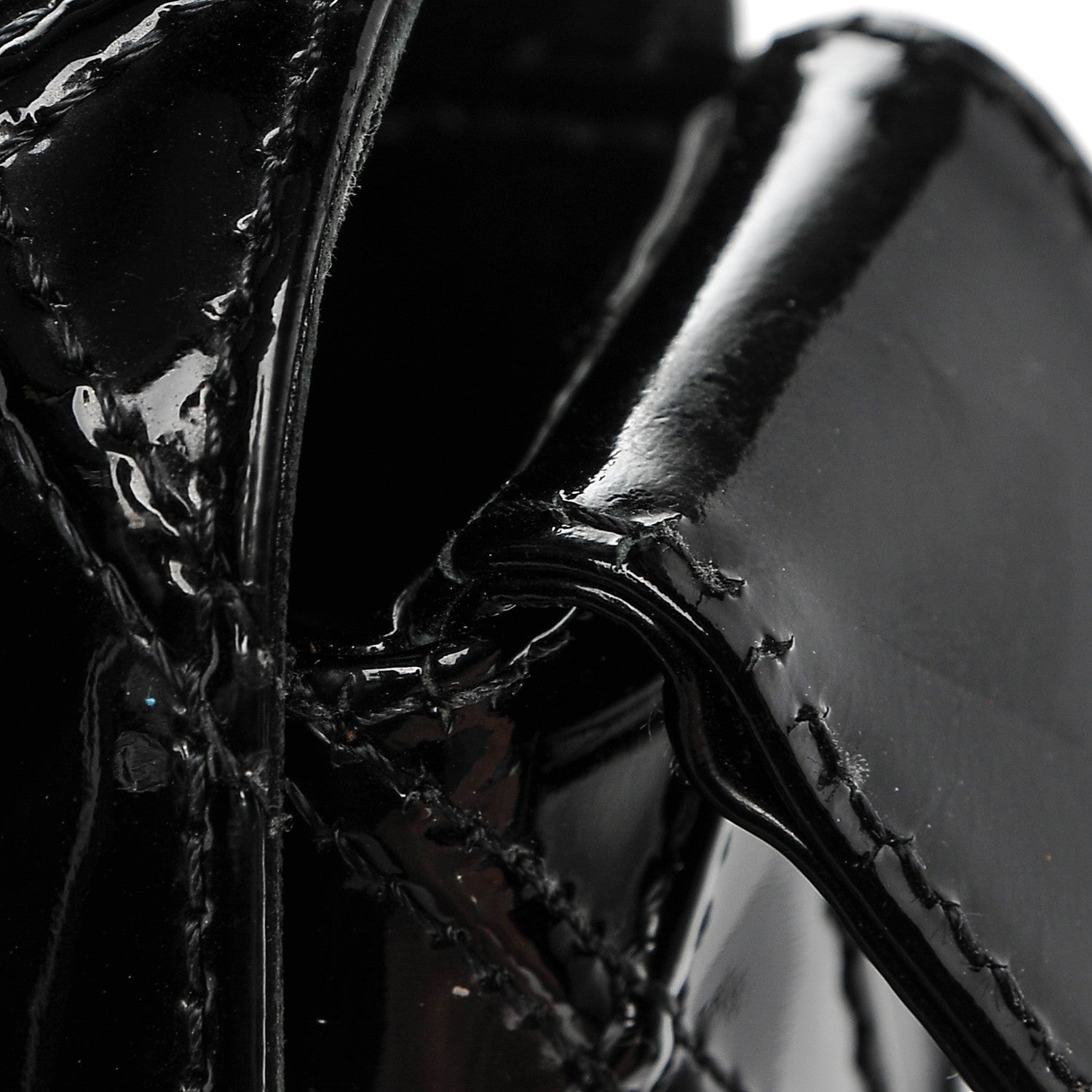 Chanel Patent Stitched Shoulder Flap Bag Black 10 of 12