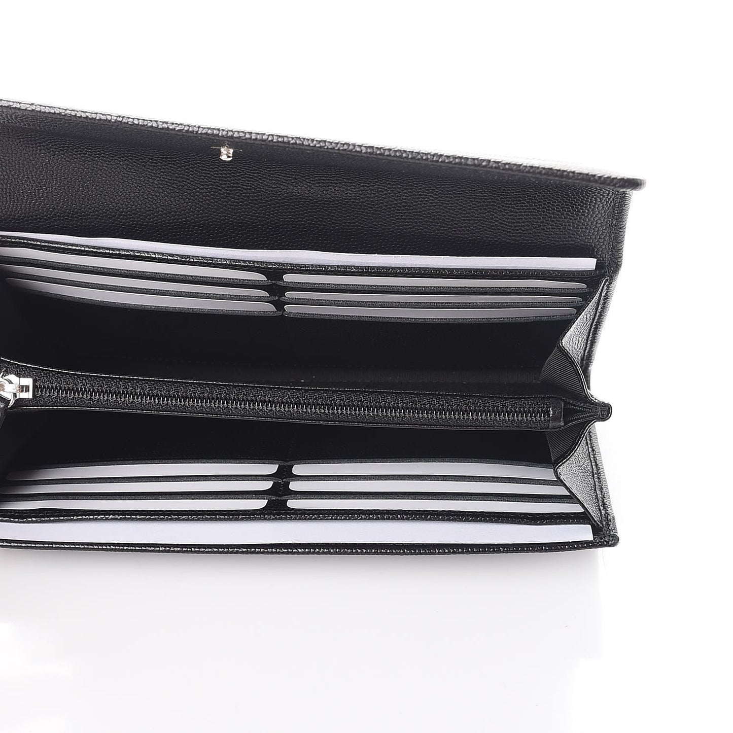 Caviar Sevruga CC Large Gusset Flap Wallet Black