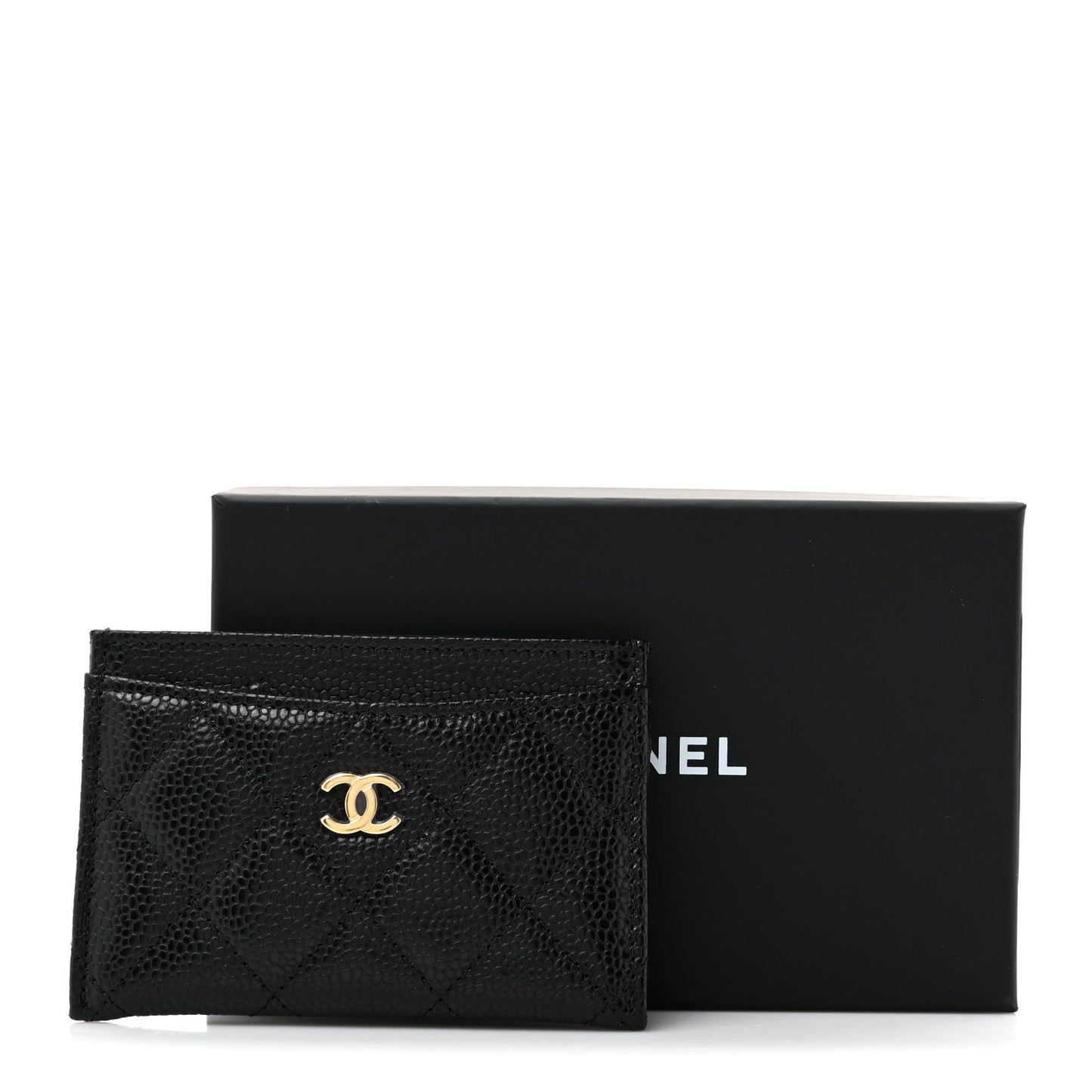 Caviar Quilted Card Holder Black