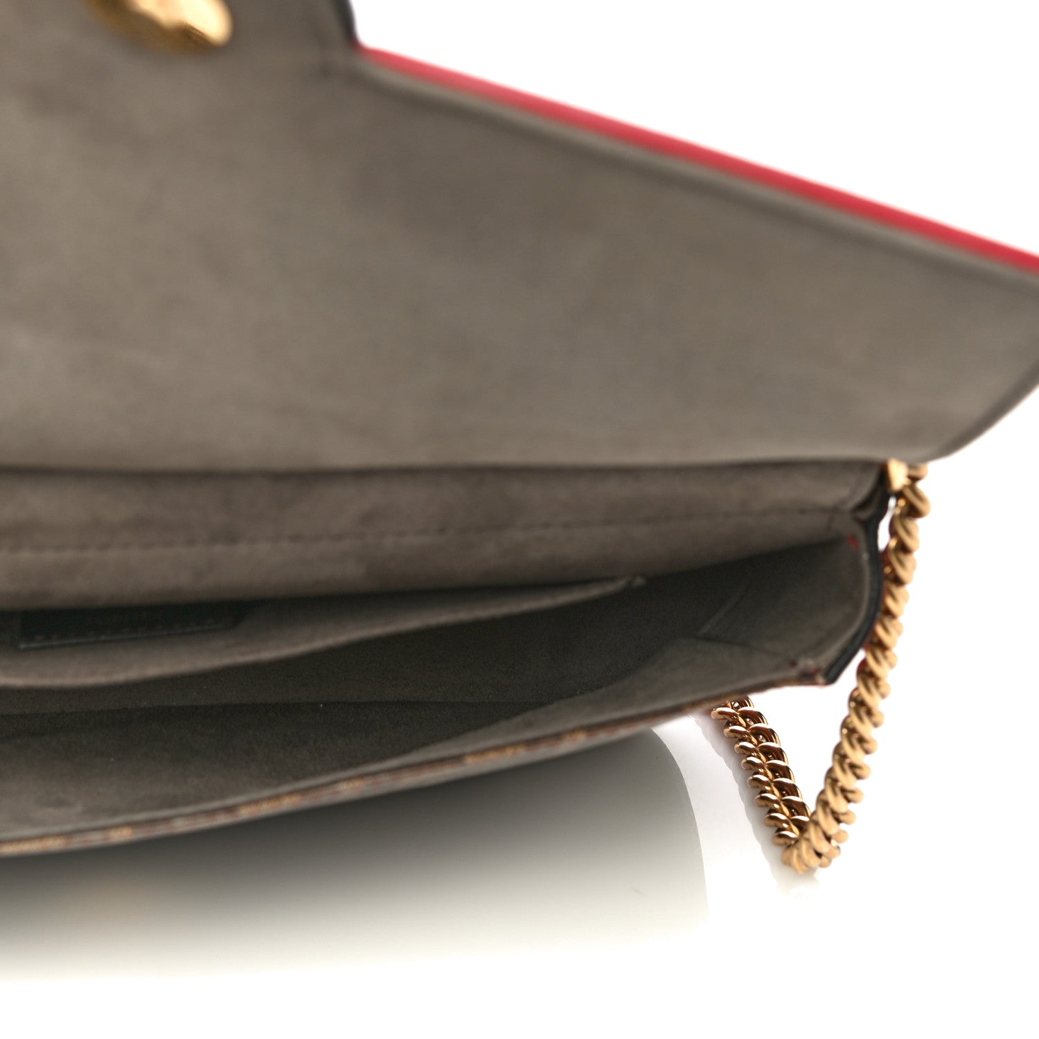 Fendi Vitello Grace Glazed Fabric FF 1974 Double F Shoulder Bag Fragola Mogano Panna 6 of 12