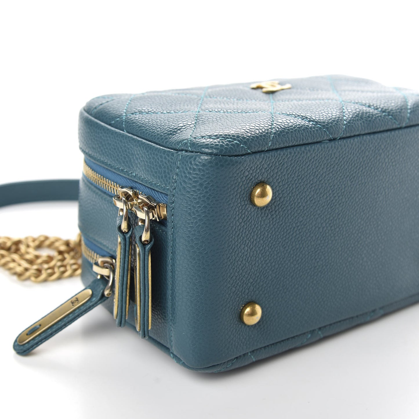 Caviar Quilted Mini Carry Around Bowling Bag Turquoise