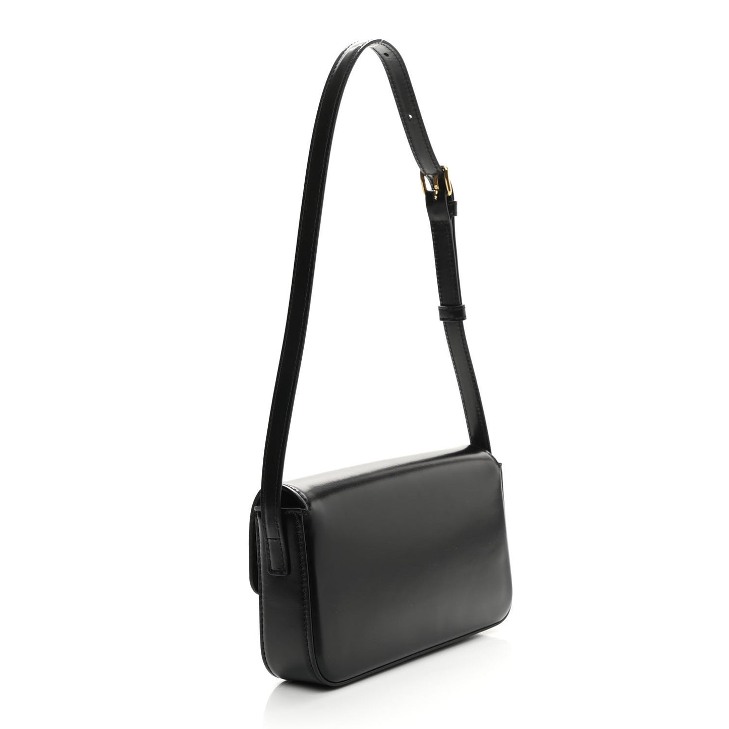 Shiny Calfskin Triomphe Shoulder Bag Black