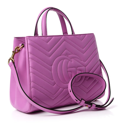 Gucci Calfskin Matelasse Small GG Marmont Tote Candy Mousse 4 of 11