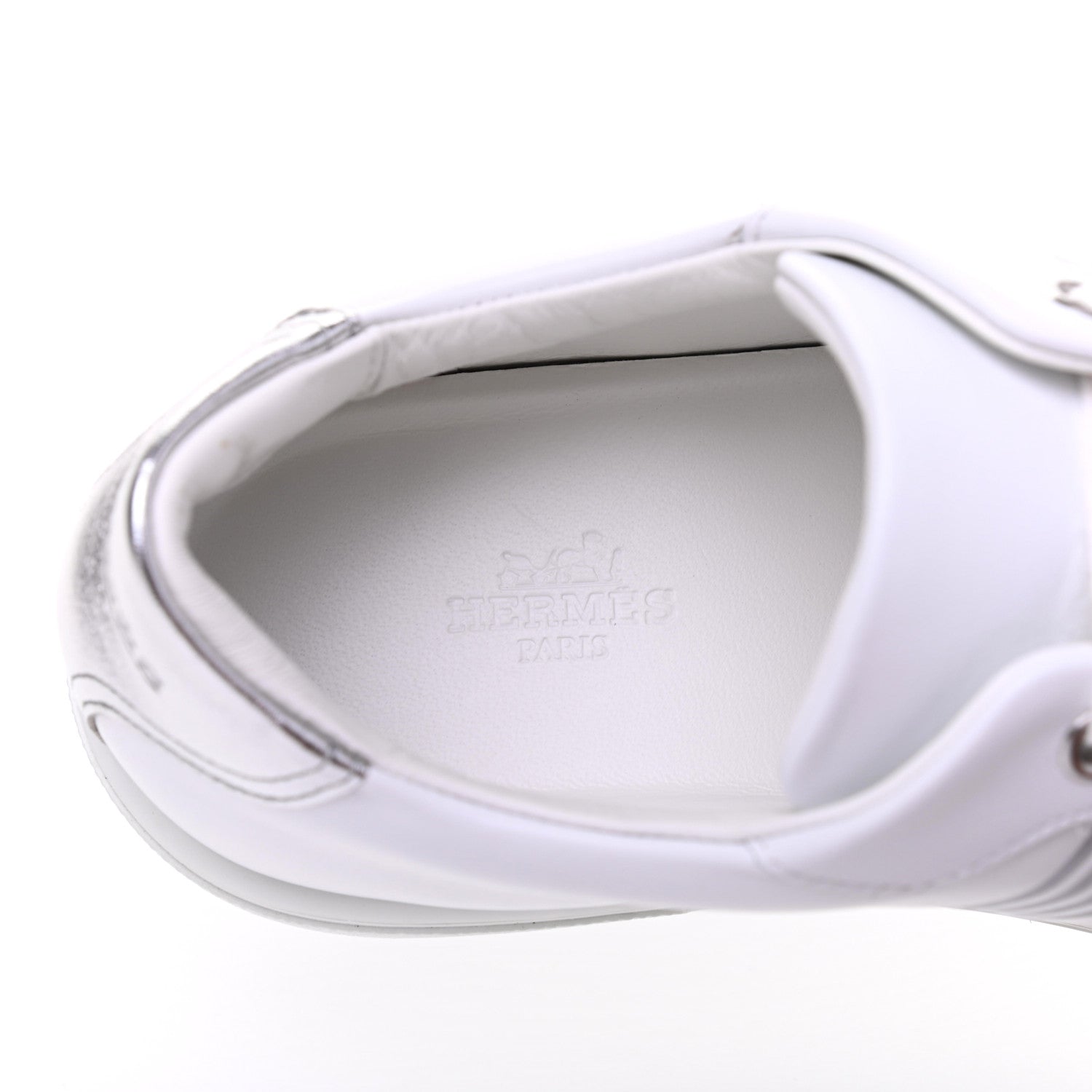 Hermes Calfskin Womens Advantage Sneakers 38 White Gris Argente 7 of 9